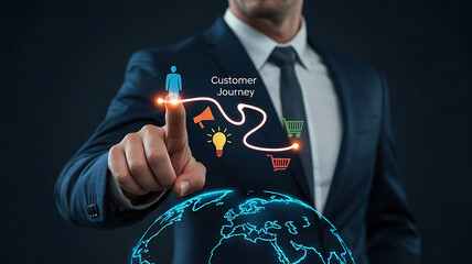 Customer Journey Digital Marketing Concept With Business Touch Interface