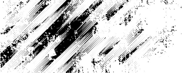 Vector grunge texture. Grunge black and white texture of black brush strokes on white paper or background.