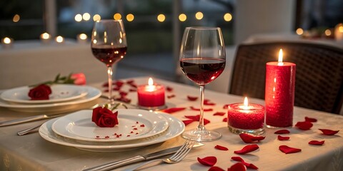 Romantic dinner table setting