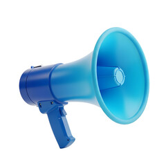 A vibrant blue megaphone stands out against a black backdrop showcasing its classic design and potential for amplification