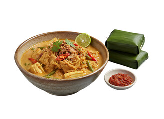 Delicious and Creamy Lontong Sayur Indonesian Vegetable Curry Served with Rice Cake