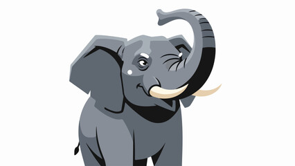 Stylized elephant illustration with muted gray tones and raised trunk