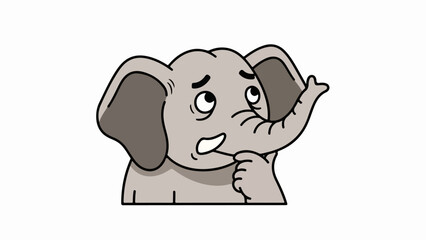 Stylized cartoon elephant illustration with raised trunk in deep gray