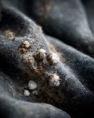 Obraz premium mold on cotton fabric, natural fibers with fungal growth