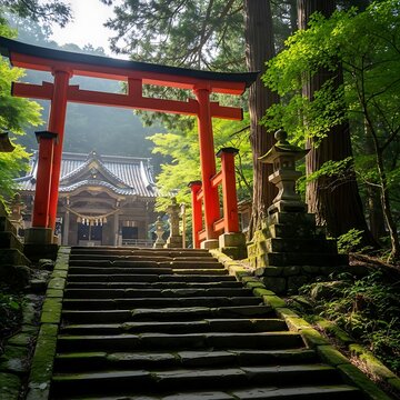 Kifune Shrines Majestic Torii Gate and Stone Steps in Kyoto.