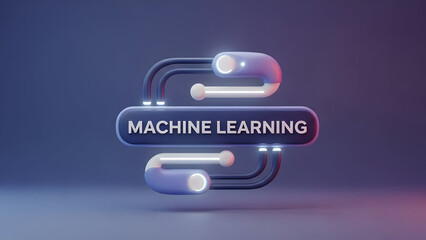 Machine learning concept with glowing circuits.