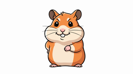 Obraz premium Charming hamster with brown and cream fur, black eyes, and relaxed posture on beige background