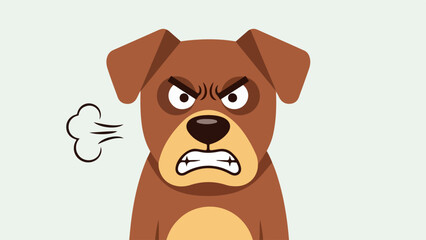Fototapeta premium Illustration of an aggressive dog with brown and tan fur on a light brown background