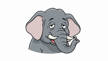 Fototapeta premium Cartoon-style elephant head illustration with pink ears and gray skin