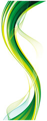 Dynamic abstract pattern of flowing green and yellow lines creating a vibrant visual