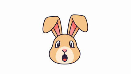 Obraz premium Whimsical rabbit head illustration with gradient pink ears and light brown fur on a light beige background