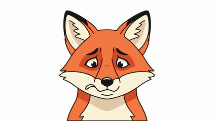 Obraz premium Detailed illustration of a fox with vivid orange fur and dark eyes on a plain background