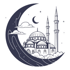 Minimal Ramadan Dawn Silence Abstract Crescent