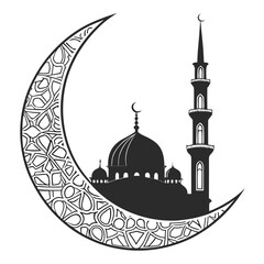 Ramadan Reflection Minimalist Abstract Crescent Icon