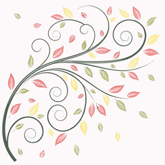 Spring Swirl Lines with Micro Leaves Decorative Element