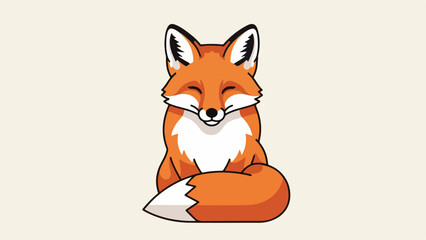 Obraz premium Illustration of a relaxed fox with orange fur and white underbelly