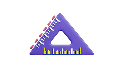 3D Purple Triangle Ruler with Measurement Markings