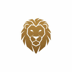 Lion Head Logo Illustration Golden Design.