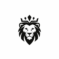 Lion Head with Crown Logo Design.