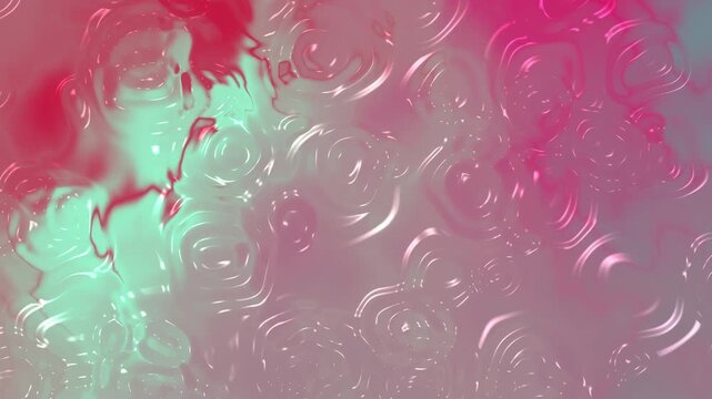 Abstract glossy wavy pattern with green and pink hues. Suitable for background designs, modern art concepts, and vibrant projects.