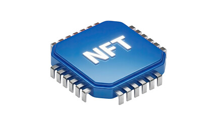 Blue Microchip with NFT Logo