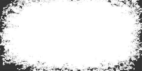 Black and white grunge frame with artistic ink texture and decorative floral border design