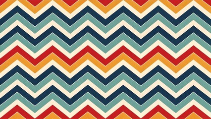 Vibrant chevron pattern in red, orange, blue, and green hues