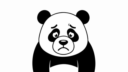 Fototapeta premium Black and white illustration of a panda with a somber expression