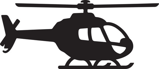 Helicopter Silhouette Isolated on White Background &ndash; Military and Rescue Aircraft Vector