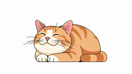 Relaxed orange and white cat lying on its side with head resting on paws