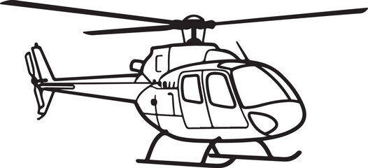Helicopter Silhouette Isolated on White Background &ndash; Military and Rescue Aircraft Vector