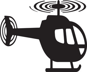 Helicopter Silhouette Isolated on White Background &ndash; Military and Rescue Aircraft Vector