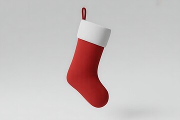 Single Christmas Stocking Isolated on Neutral Background