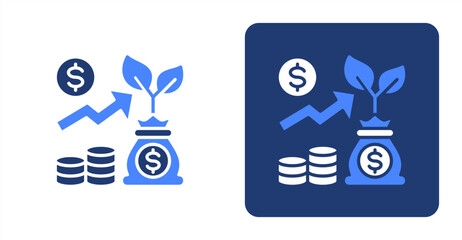 Investment Glyph Color  Two-tone color and contrasting background icon illustration