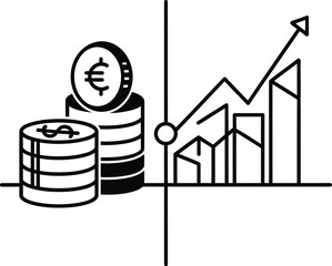 Business and Finance Line Icon Set for Investment, Growth and Money Management