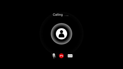 Video call interface with calling text and person icon on black communication online. 4k video animation - Powered by Adobe