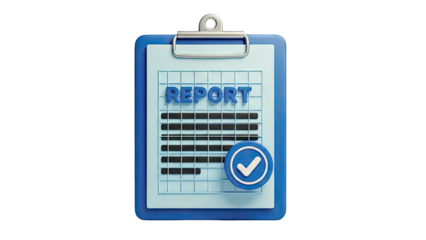 3D Clipboard with Report and Checkmark Icon