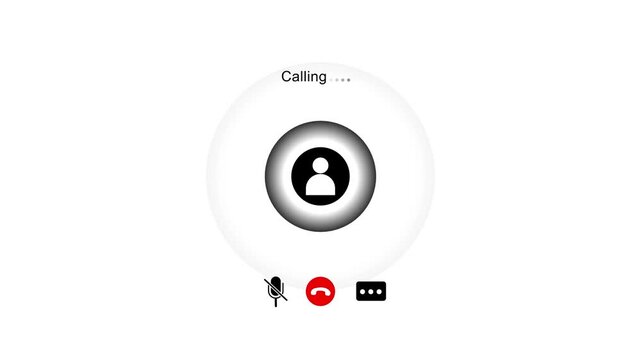 Video call interface with calling text and person icon on white communication online. 4k video animation