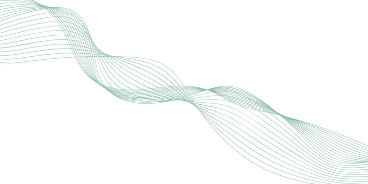 Abstract Background, Transparent Waved Lines. Green Smoke Wave. Gradient Flowing Wavy Lines. Vector illustration.