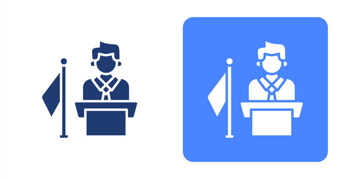 Mayor Glyph  Two-tone color and contrasting background icon illustration
