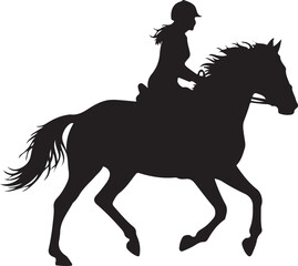 Rider on Horse Black Silhouette Icon &ndash; Horseback Riding Illustration
