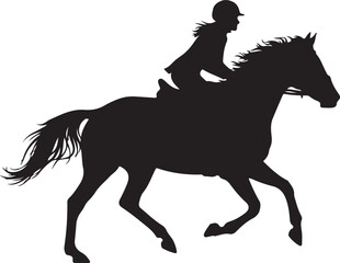 Rider on Horse Black Silhouette Icon &ndash; Horseback Riding Illustration