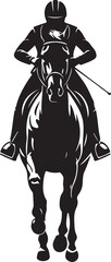 Rider on Horse Black Silhouette Icon &ndash; Horseback Riding Illustration
