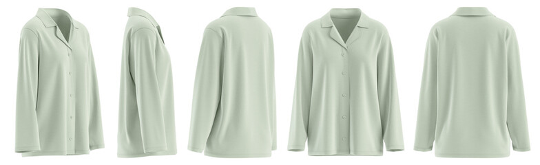 Shirt Notched Collar Button-Front Pajama-Style Sleepwear for Women
