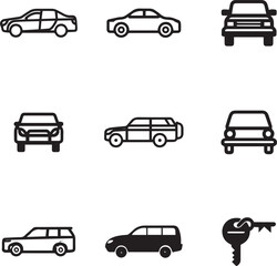 Car & Vehicle Icons | Minimal Line Transportation Symbol Set