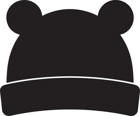 Children Winter Hat Black Silhouette Icon &ndash; Kids Cold Weather Cap Illustration
