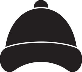 Children Winter Hat Black Silhouette Icon &ndash; Kids Cold Weather Cap Illustration