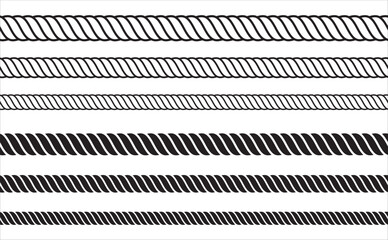 Twisted rope seamless set in outline and solid style