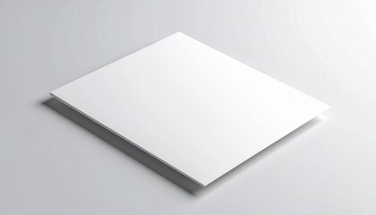 Blank white square canvas casting a soft shadow on a seamless light gray background, perfect for mockups and designs