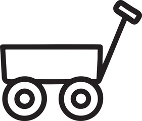 Kid Wagon Silhouette Icon Isolated on White Background &ndash; Children Toy Cart Vector